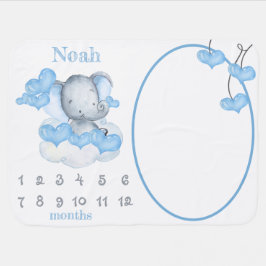 Elefant in der Liebe Herzens Junge Name Meilenstei Babydecke