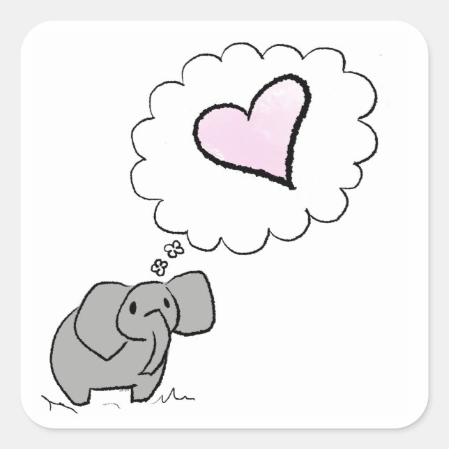 Elefant in der Liebe Quadratischer Aufkleber (Vorderseite)