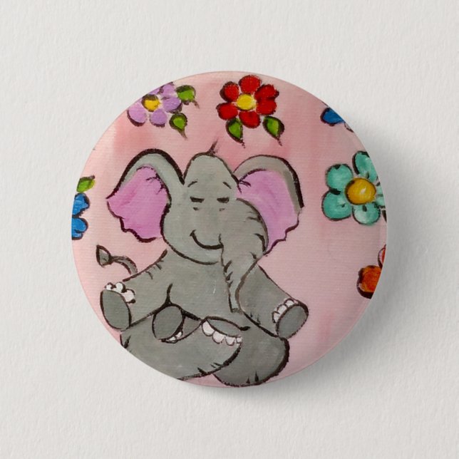 Elefant in der Meditation Button (Vorderseite)
