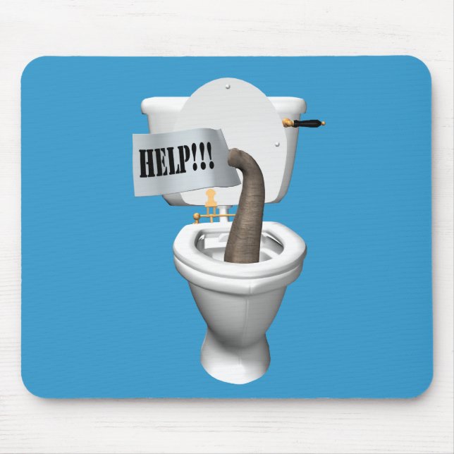 Elefant in der Toilette festgehalten Mousepad (Vorne)