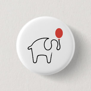 Elefant in Ein-Linien-Kunst mit rotem Ballon Button