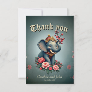 Elefant in einem Meer von Blume. Dankeskarte