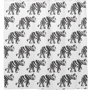 Elefant in einer Zebra-Print Duschvorhang