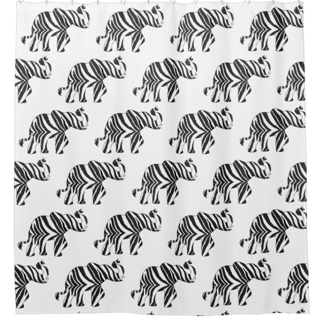 Elefant in einer Zebra-Print Duschvorhang (Vorderseite)
