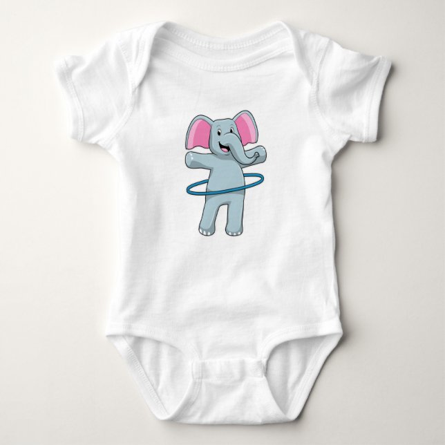 Elefant in Fitness mit Reifen der Fitness Baby Strampler (Vorderseite)