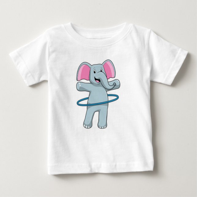 Elefant in Fitness mit Reifen der Fitness Baby T-shirt (Vorderseite)
