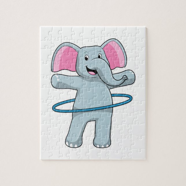 Elefant in Fitness mit Reifen der Fitness Puzzle (Vertikal)