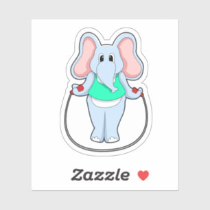 Elefant in Fitness mit Skipping rope.PNG Aufkleber
