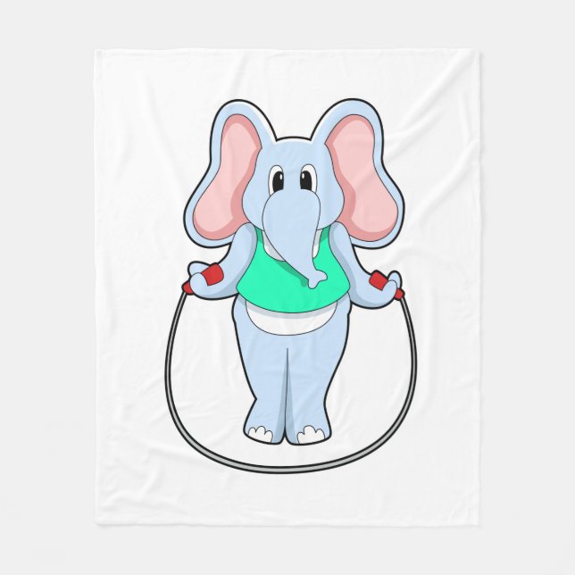 Elefant in Fitness mit Skipping rope.PNG Fleecedecke (Vorderseite)