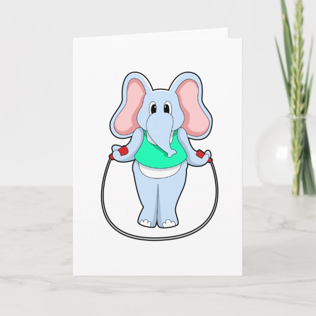 Elefant in Fitness mit Skipping rope.PNG Karte (Vorderseite)