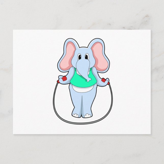 Elefant in Fitness mit Skipping rope.PNG Postkarte (Vorderseite)