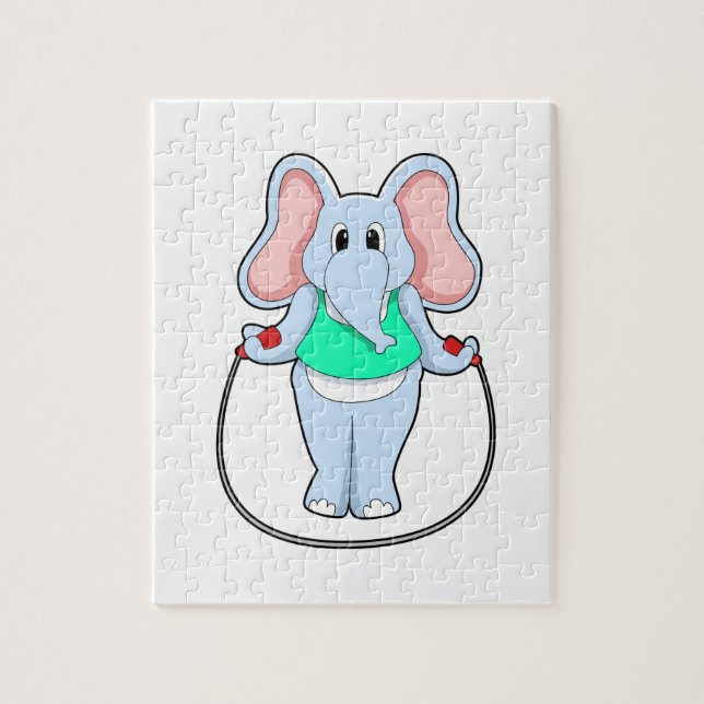 Elefant in Fitness mit Skipping rope.PNG Puzzle (Vertikal)