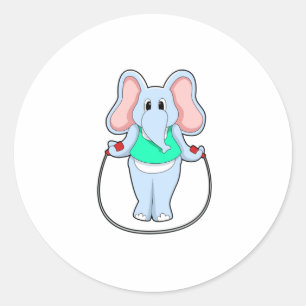 Elefant in Fitness mit Skipping rope.PNG Runder Aufkleber
