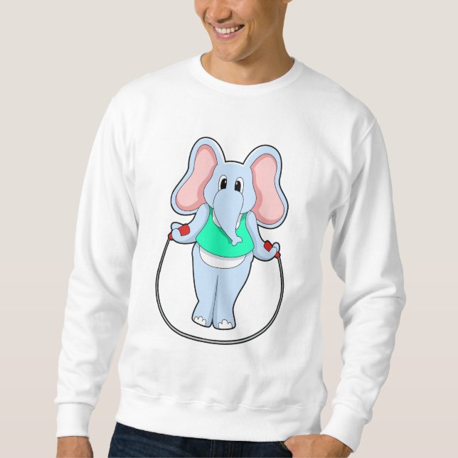 Elefant in Fitness mit Skipping rope.PNG Sweatshirt (Vorderseite)
