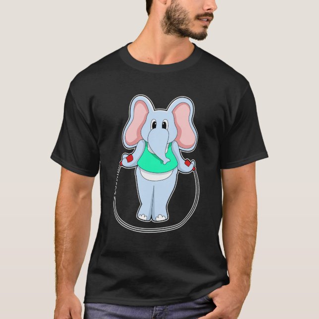 Elefant in Fitness mit Skipping rope.PNG T-Shirt (Vorderseite)