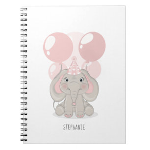 Elefant in Geburtstagshut Notizblock
