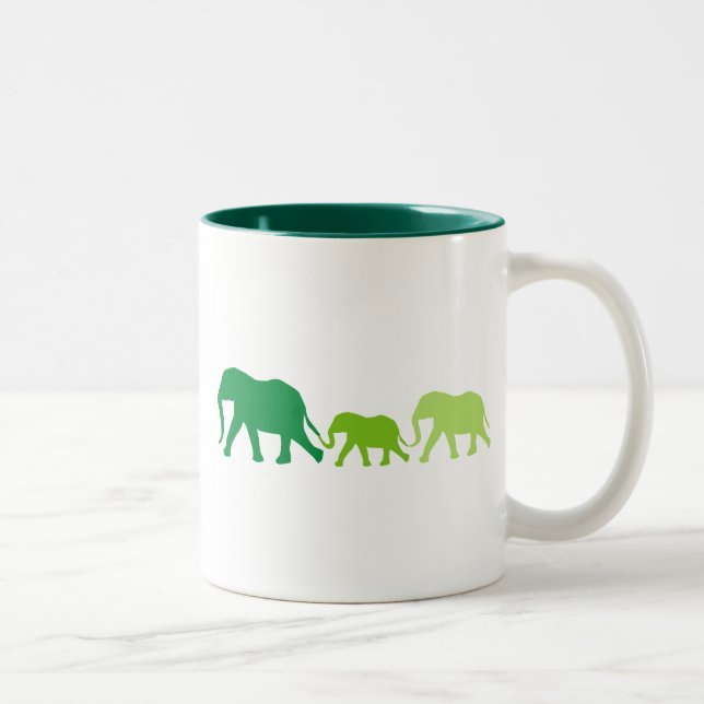 Elefant in Grün Zweifarbige Tasse (Rechts)