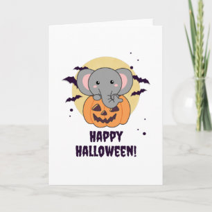Elefant in Kürbis Süßer Elefant Frohes Halloween Karte