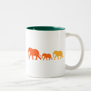 Elefant in Orange Zweifarbige Tasse