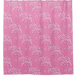 Elefant in rosa Herzen Duschvorhang