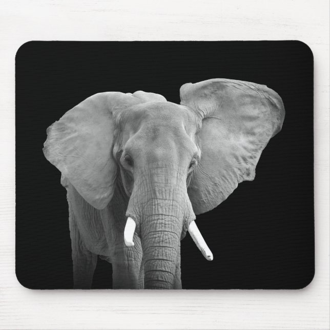 Elefant in Schwarz und Weiß Mousepad (Vorne)