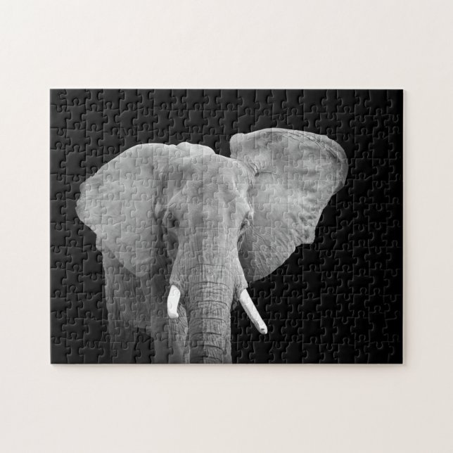 Elefant in Schwarz und Weiß Puzzle (Horizontal)