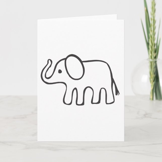 Elefant in Schwarz-Weiß-Zeichnung Karte (Vorderseite)