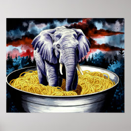 Elefant in Spaghetti Poster Wand an Wand
