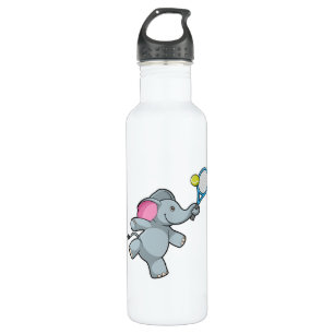 Elefant in Tennis mit Tennisschläger Edelstahlflasche