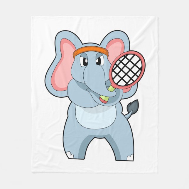 Elefant in Tennis mit Tennisschläger Fleecedecke (Vorderseite)
