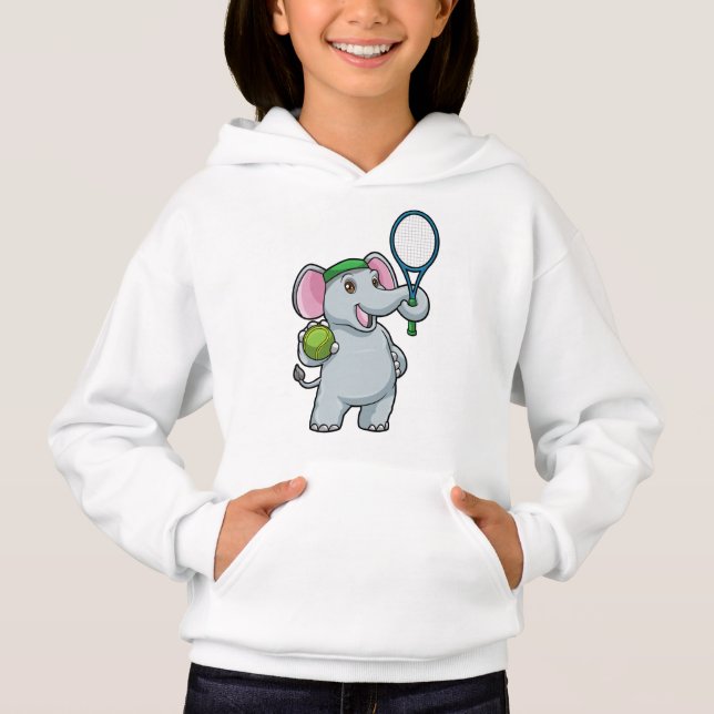 Elefant in Tennis mit Tennisschläger Hoodie (Vorderseite)