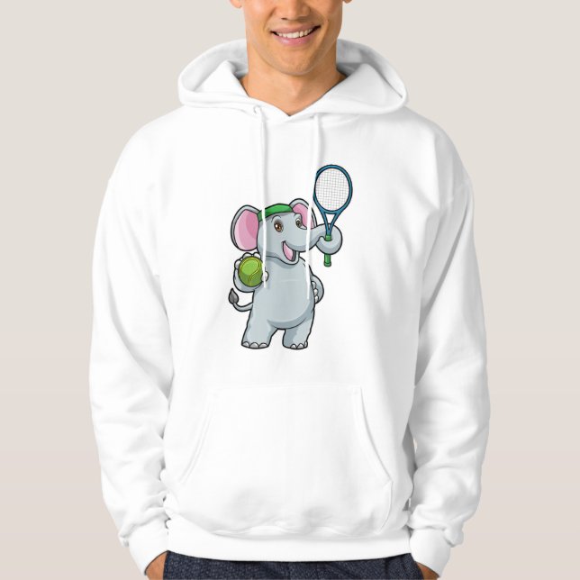 Elefant in Tennis mit Tennisschläger Hoodie (Vorderseite)