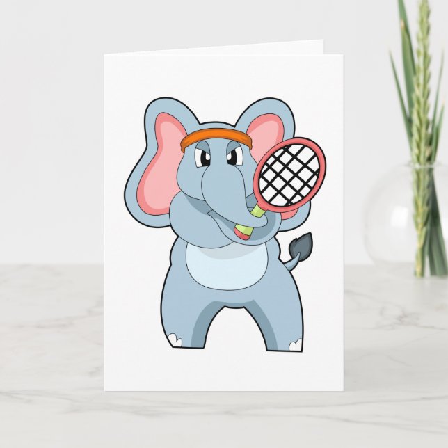 Elefant in Tennis mit Tennisschläger Karte (Vorderseite)