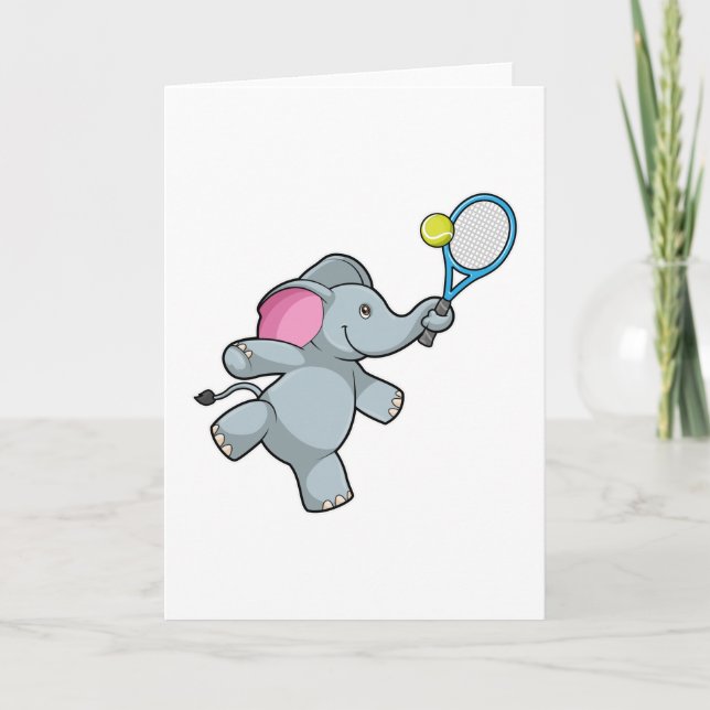Elefant in Tennis mit Tennisschläger Karte (Vorderseite)