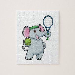 Elefant in Tennis mit Tennisschläger Puzzle