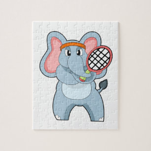 Elefant in Tennis mit Tennisschläger Puzzle