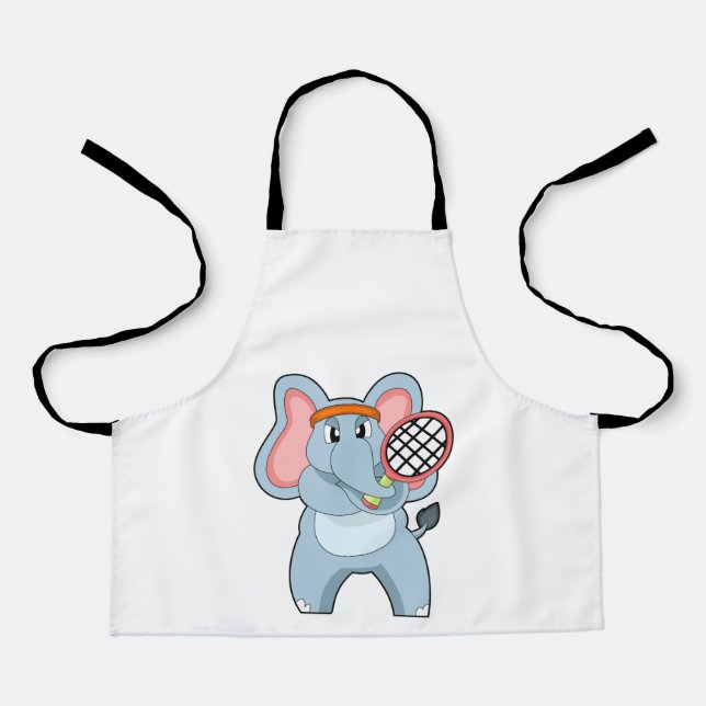 Elefant in Tennis mit Tennisschläger Schürze (Vorderseite)
