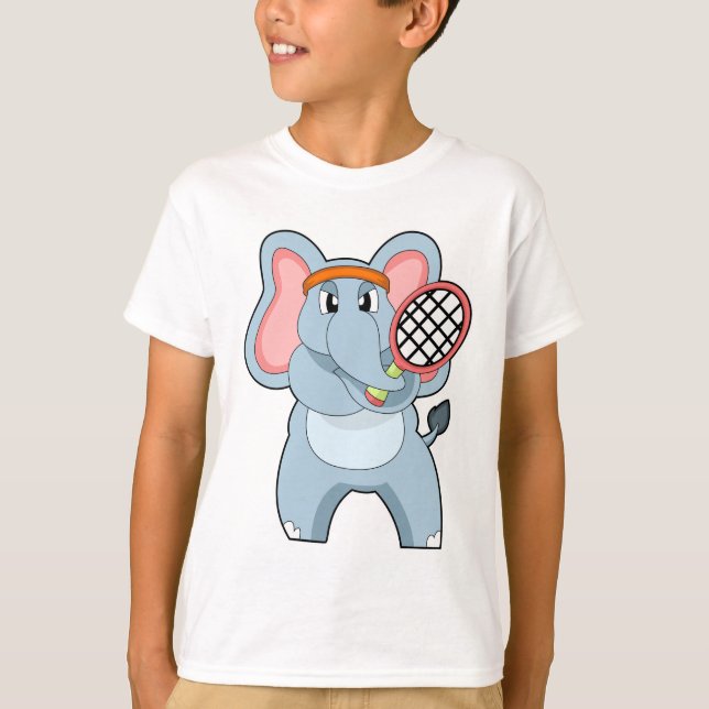 Elefant in Tennis mit Tennisschläger T-Shirt (Vorderseite)