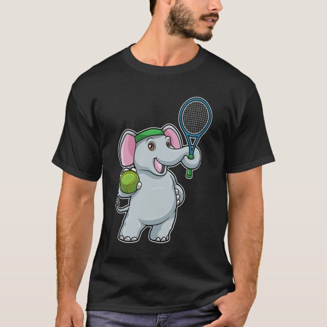 Elefant in Tennis mit Tennisschläger T-Shirt (Vorderseite)