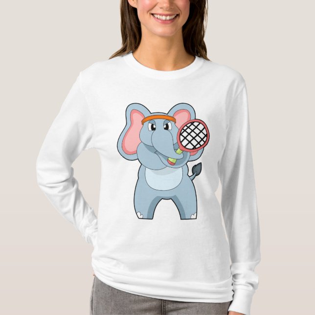 Elefant in Tennis mit Tennisschläger T-Shirt (Vorderseite)