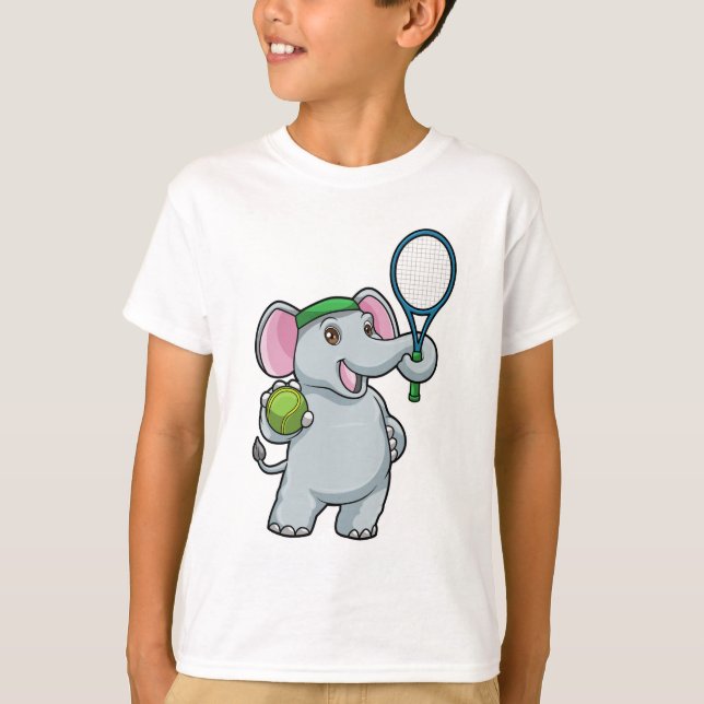 Elefant in Tennis mit Tennisschläger T-Shirt (Vorderseite)