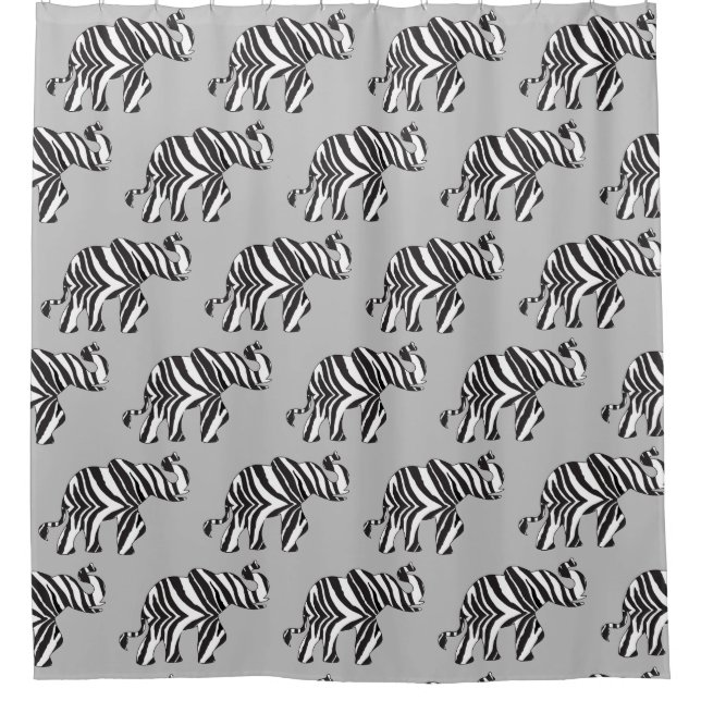 Elefant in Zebra Print Duschvorhang (Vorderseite)