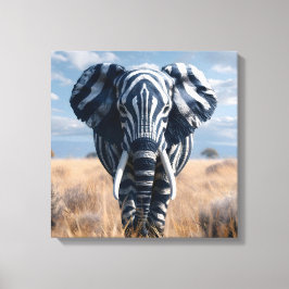 Elefant in Zebra-Verkleidung Leinwanddruck