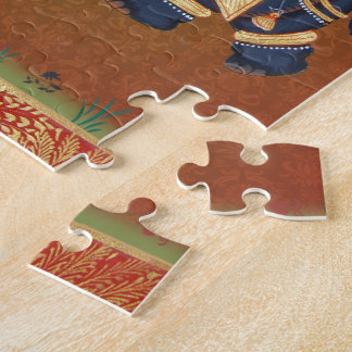 Elefant Indien Yoga rot blau Muster Puzzle