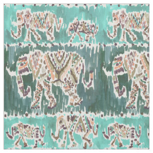 ELEFANT-INTELLIGENZIJA Aqua Boho Stammes- Stoff