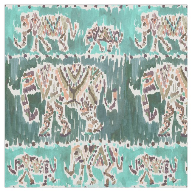 ELEFANT-INTELLIGENZIJA Aqua Boho Stammes- Stoff (Muster)