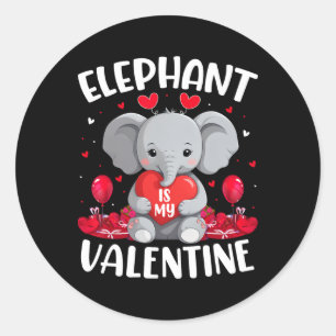 Elefant ist mein Valentinstag Liebesherzen Elefant Runder Aufkleber