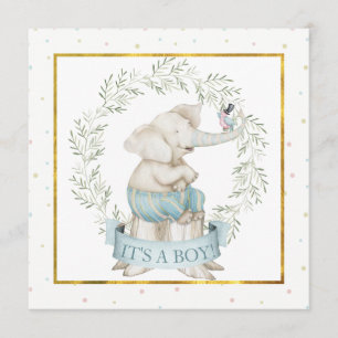 Elefant-Jungen-Baby-Party Einladung