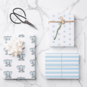 Elefant Jungen Baby Shower Geschenkpapier Bogen Set