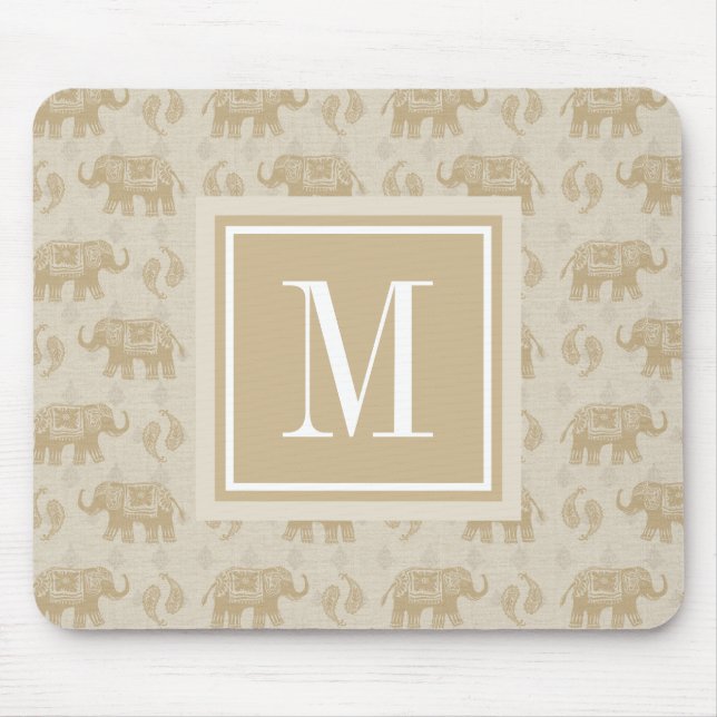 Elefant-kakifarbiges Wohnwagen-Muster des Mousepad (Vorne)